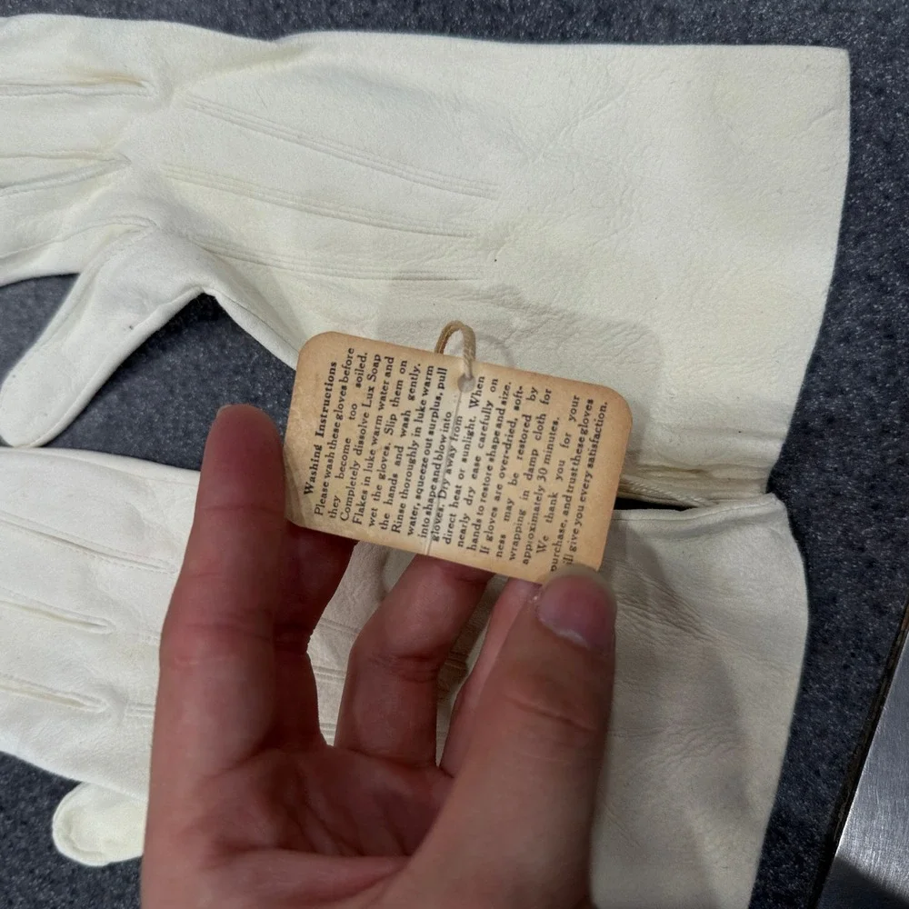 Pullman Doeskin Gloves Womens Small Cream New Vintage Leather Made in England